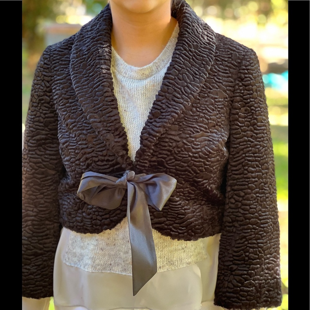 I.N.C. International Concepts Faux Shearling Crop Jacket Satin Closure Medium